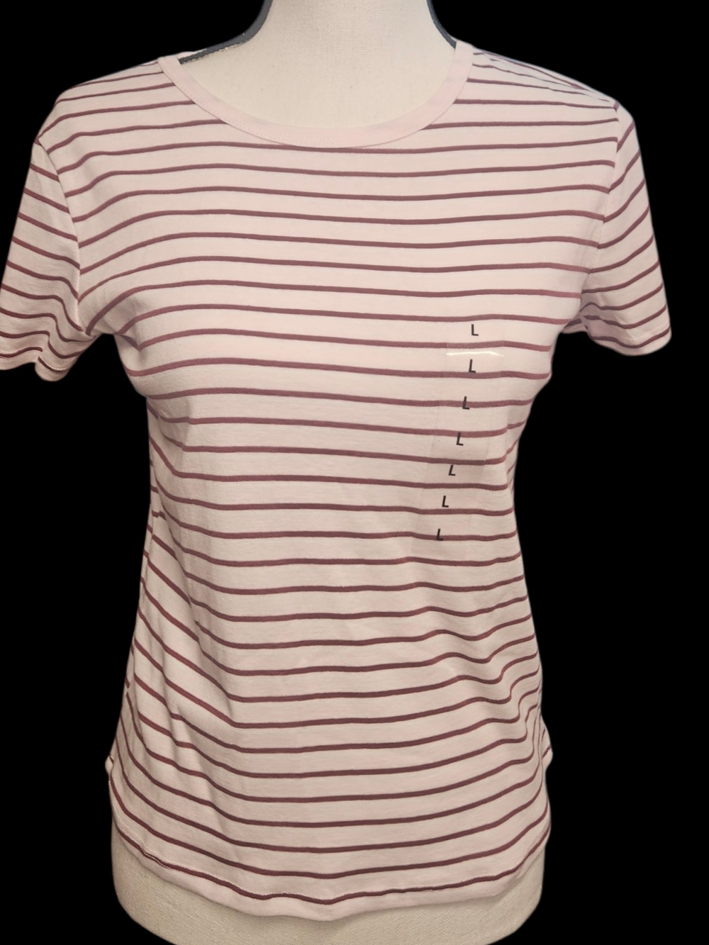 Striped Crewneck Tee - Light Pink & Mauve